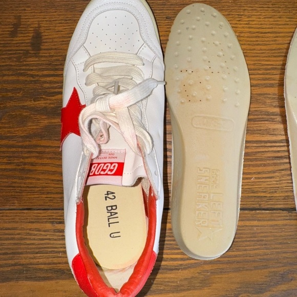 Golden Goose Women's Ball Star in white leather with red star and heel tab Sz 42 - Picture 8 of 15